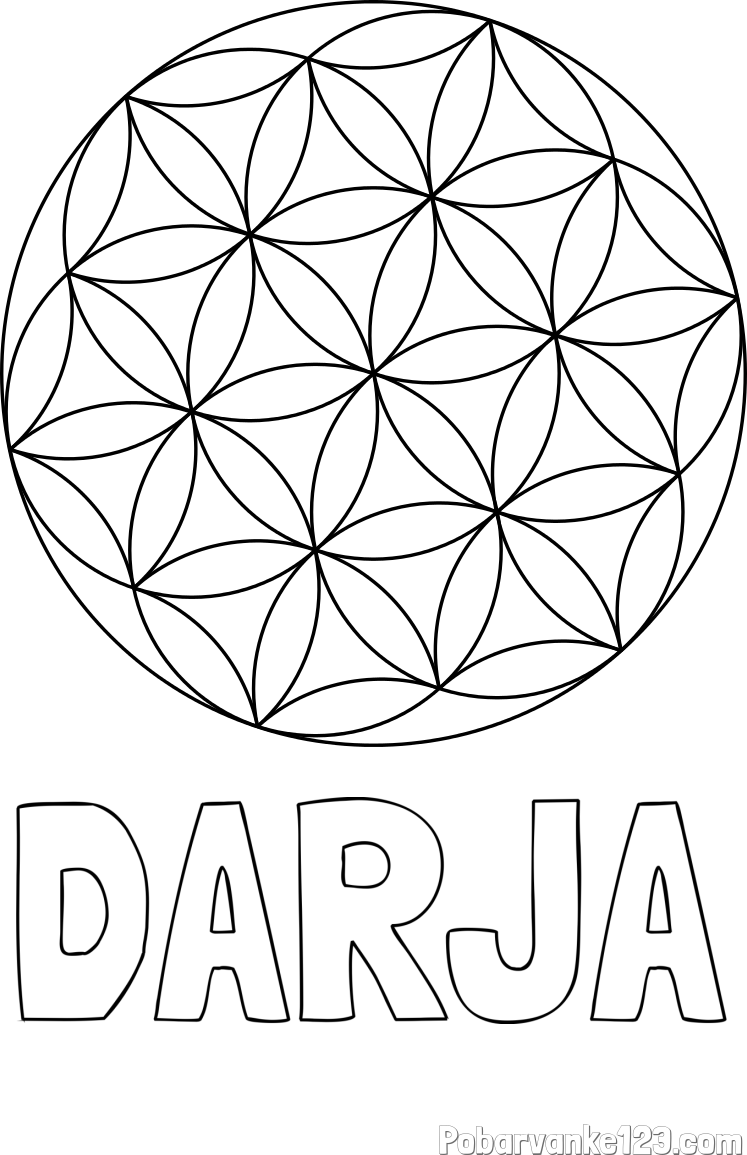 Pobarvanka imena DARJA in mandale 2