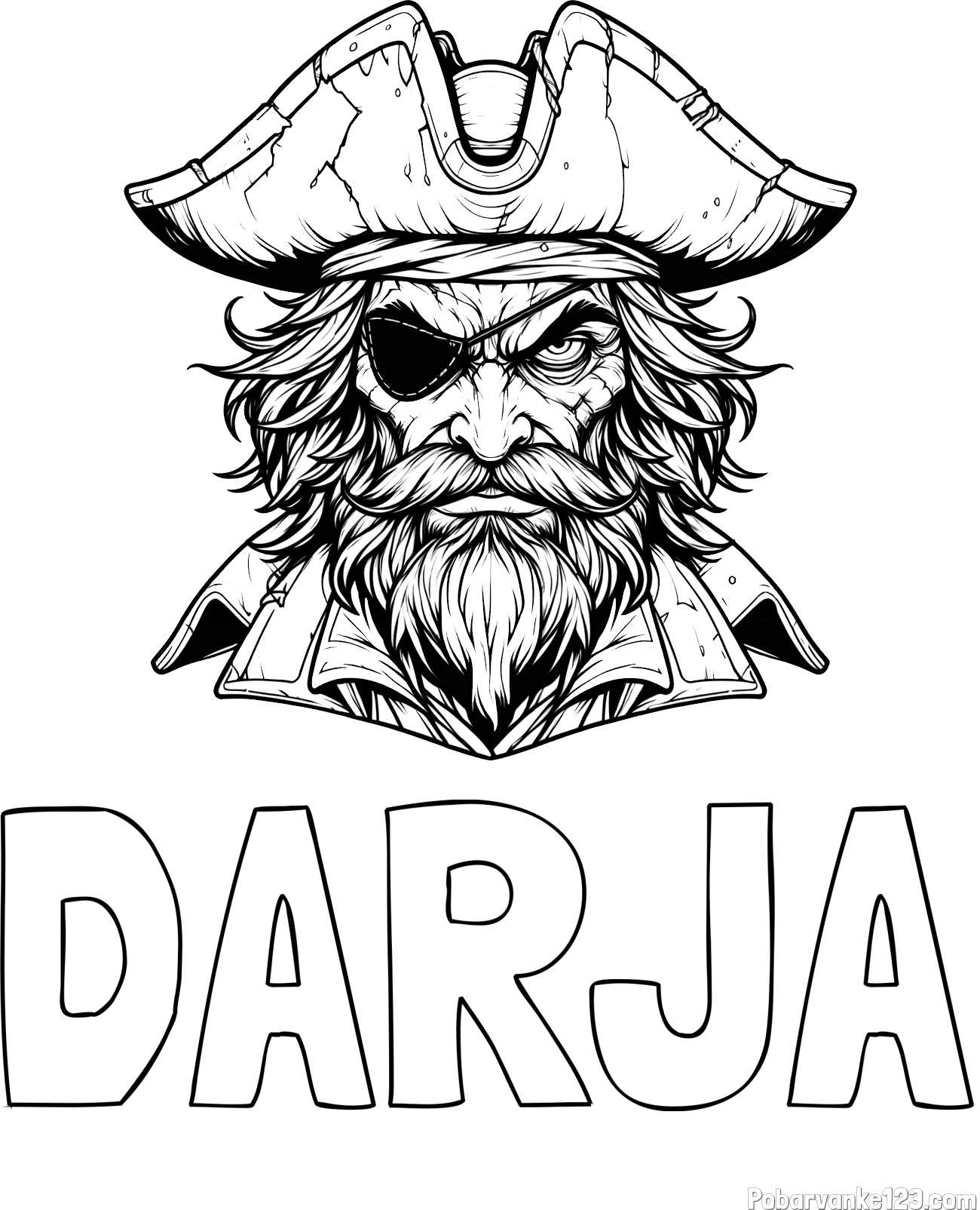 Pobarvanka imena DARJA in pobarvanka zlobnega gusarja