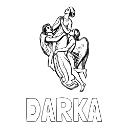 Online izdelana pobarvanka - Pobarvanka imena DARKA in rojen z angeli