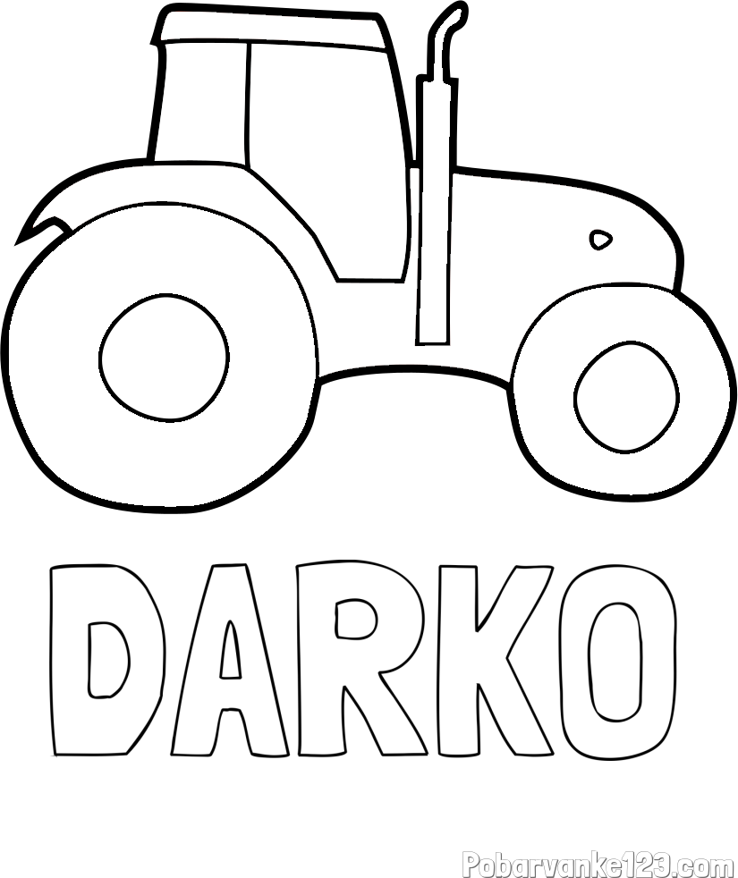 Pobarvanka imena DARKO in otroška pobarvanka traktorja