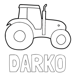 Online izdelana pobarvanka - Pobarvanka imena DARKO in otroška pobarvanka traktorja
