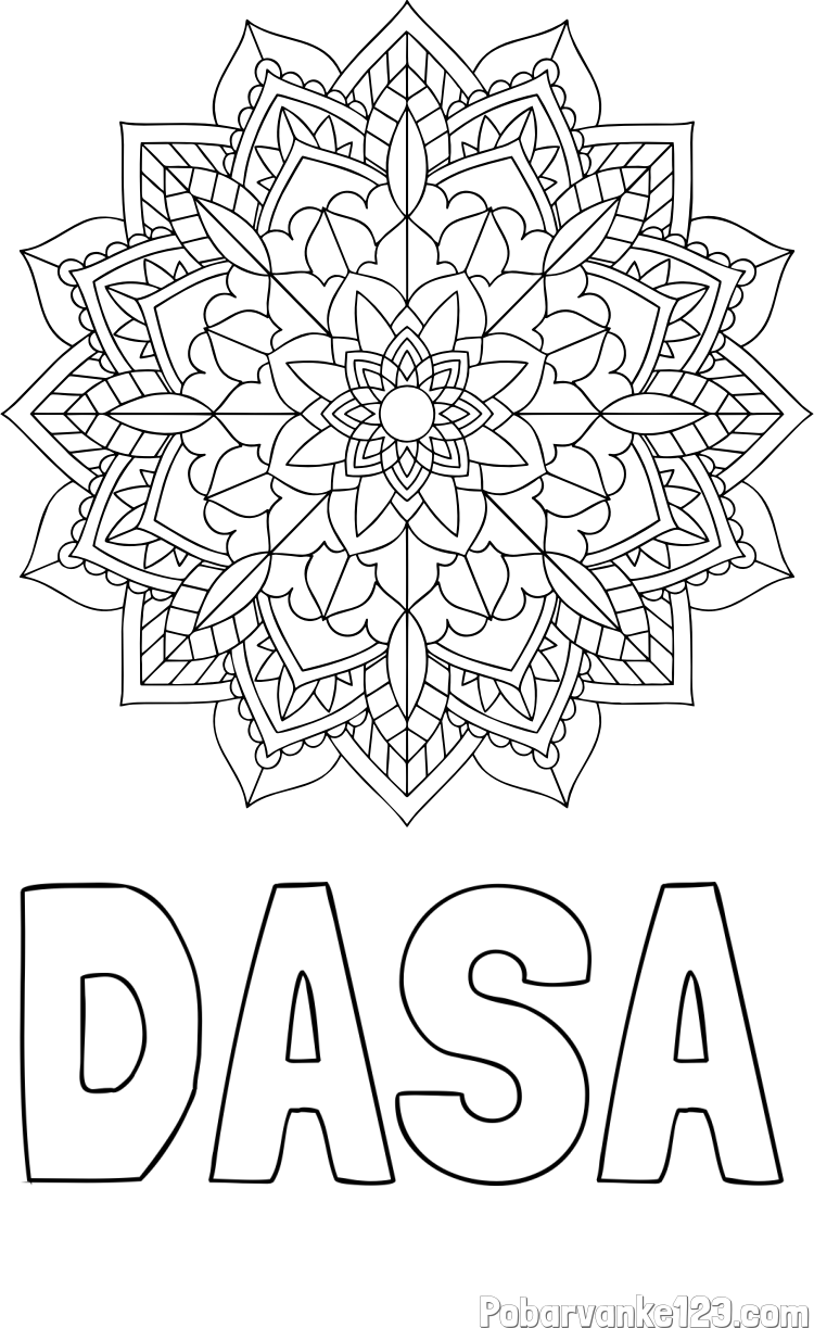 Pobarvanka imena DAŠA in Čudovita pobarvanka mendale