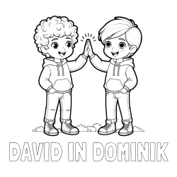 Online izdelana pobarvanka - Pobarvanka imena DAVID IN DOMINIK in pobarvanka prijatlejev