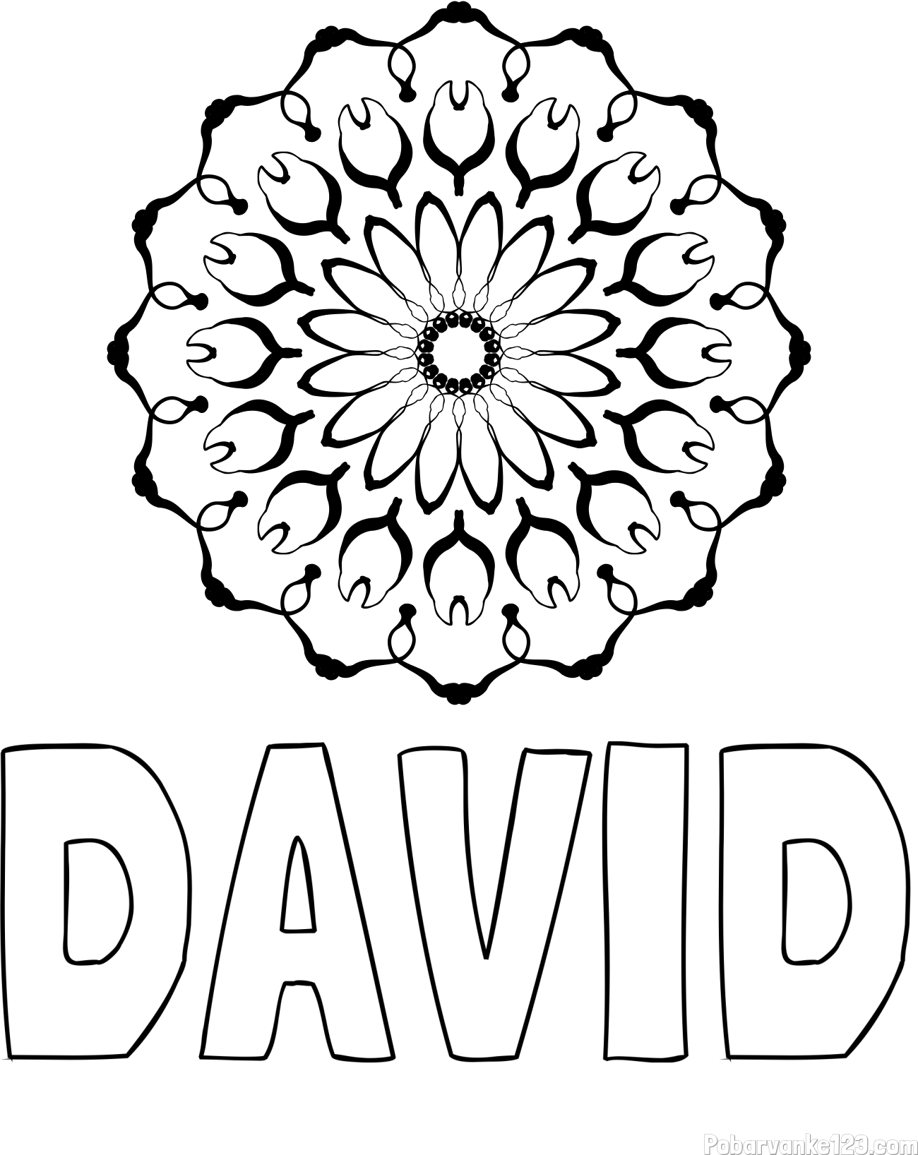 Pobarvanka imena DAVID in mandale 3