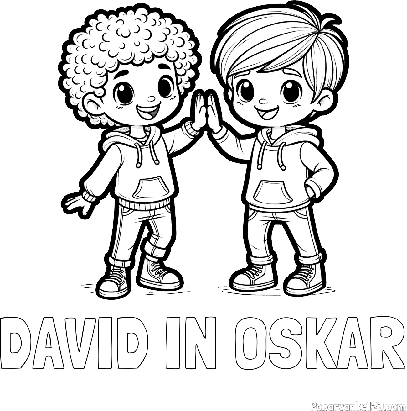 Pobarvanka imena DAVID IN OSKAR in pobarvanka dveh nasmejanih prijateljev