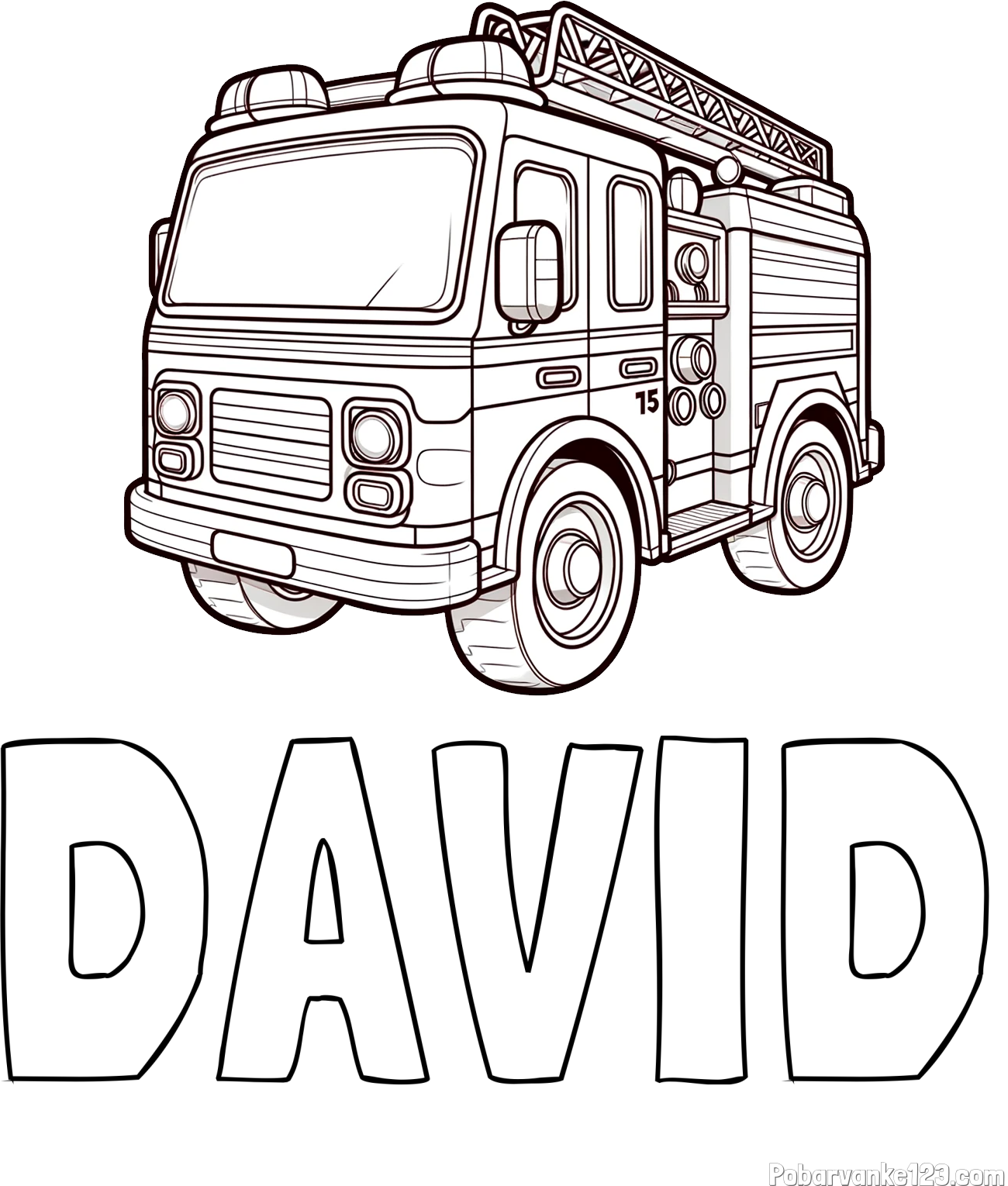 Pobarvanka imena DAVID in otroška pobarvanka gasilskega avta