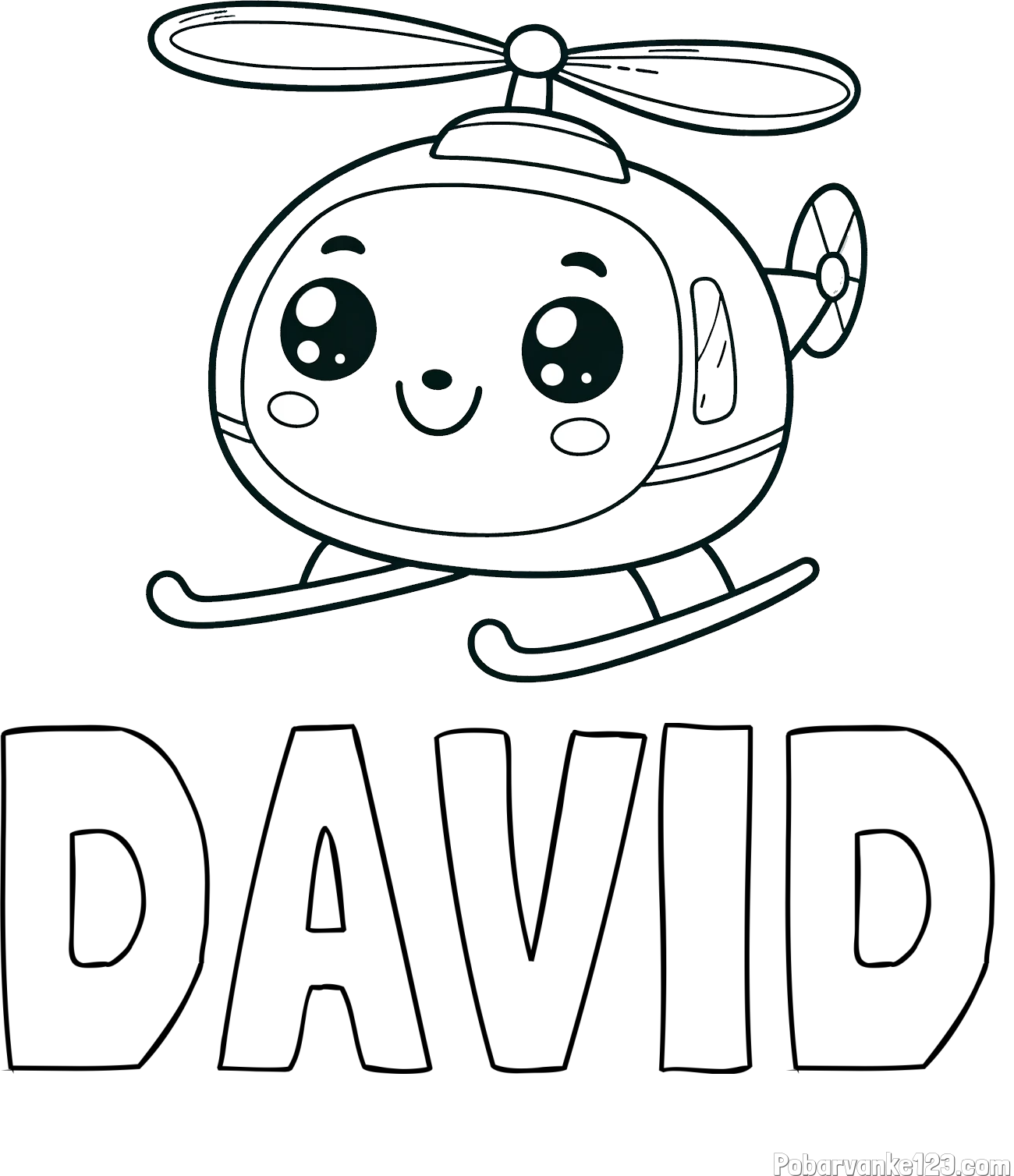Pobarvanka imena DAVID in otroška pobarvanka ljubkega helikopterja