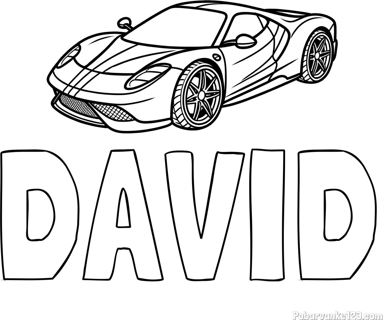 Pobarvanka imena DAVID in pobarvanka dirkalnega avtomobila