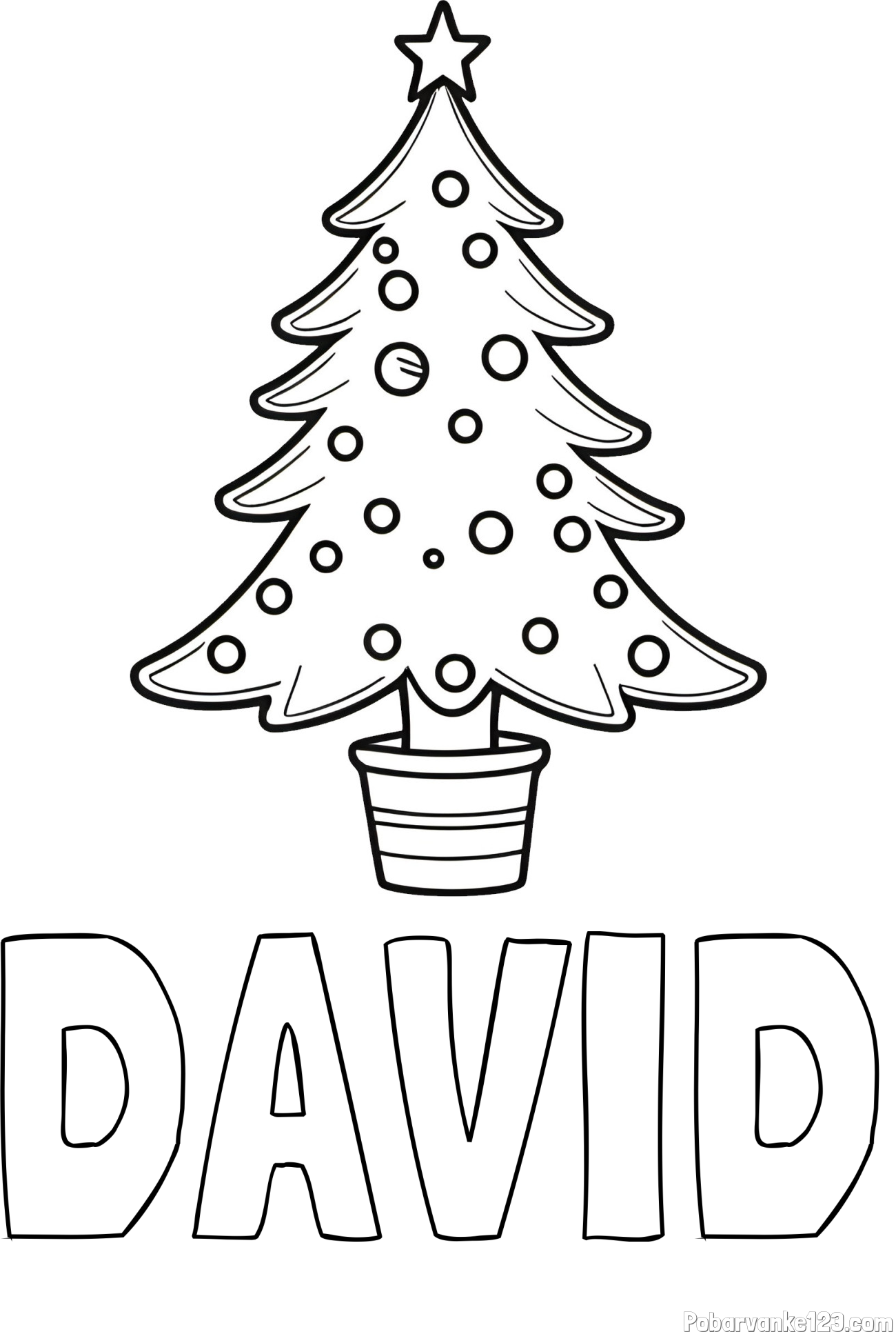 Pobarvanka imena DAVID in pobarvanka lepe božične smrečice
