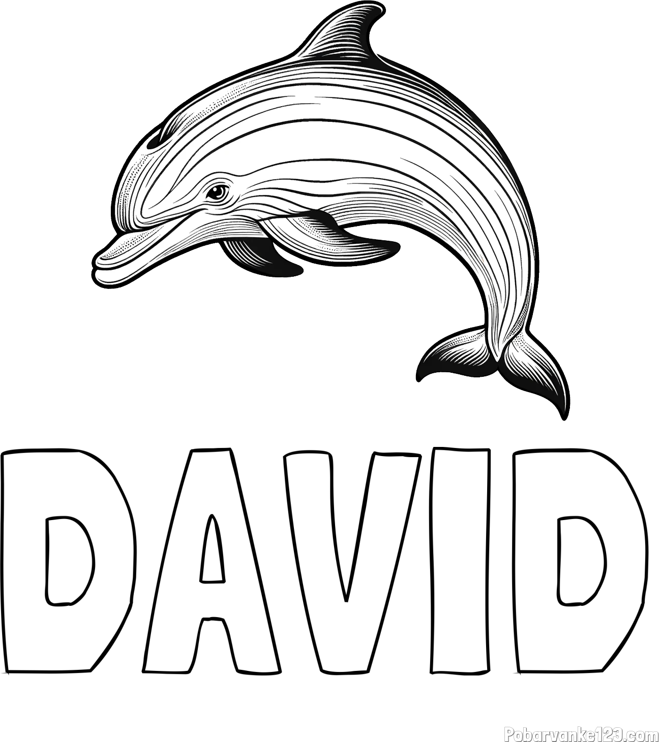 Pobarvanka imena DAVID in pobarvanka lepega delfina