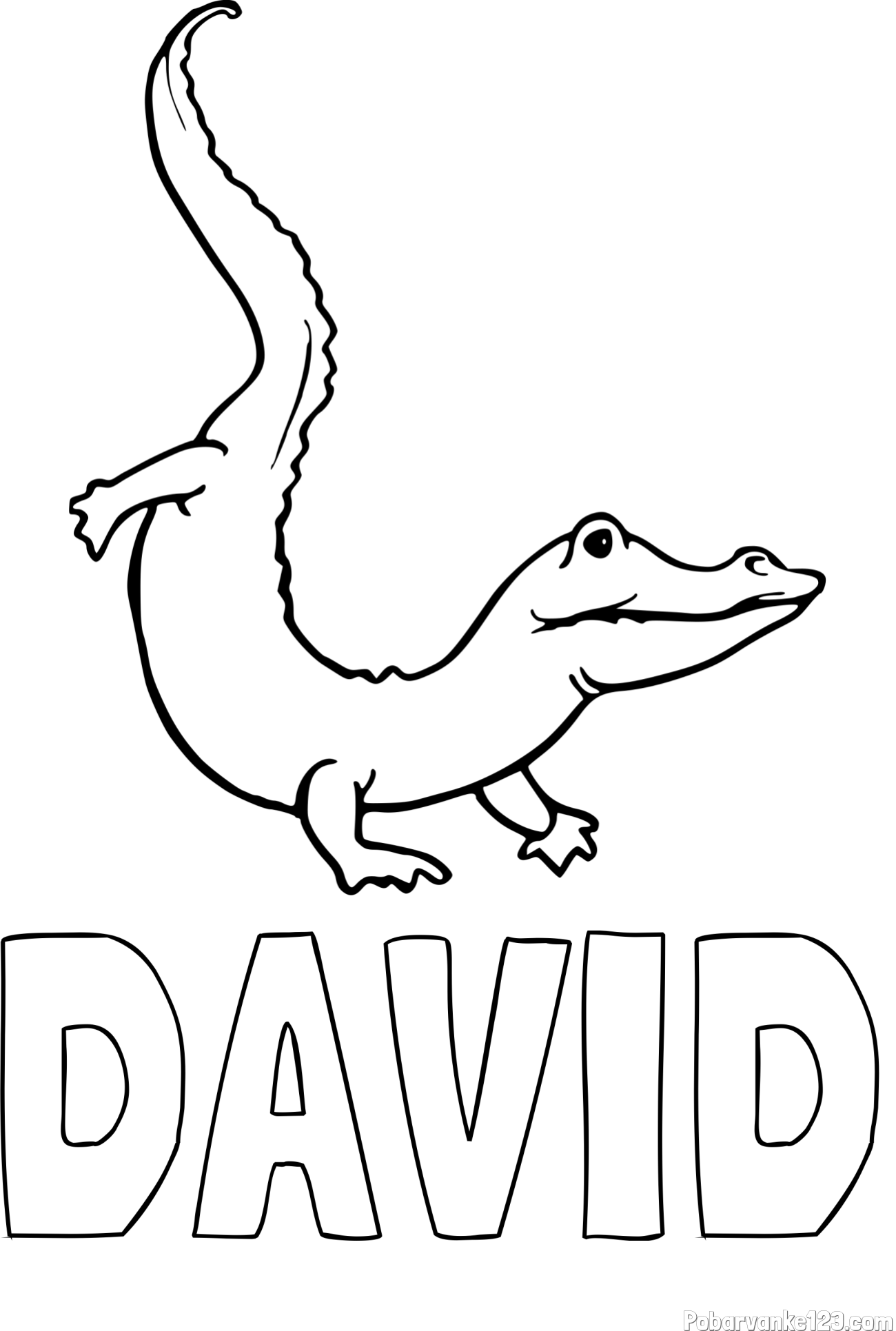 Pobarvanka imena DAVID in pobarvanka majhnega krokodila