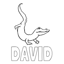 Online izdelana pobarvanka - Pobarvanka imena DAVID in pobarvanka majhnega krokodila