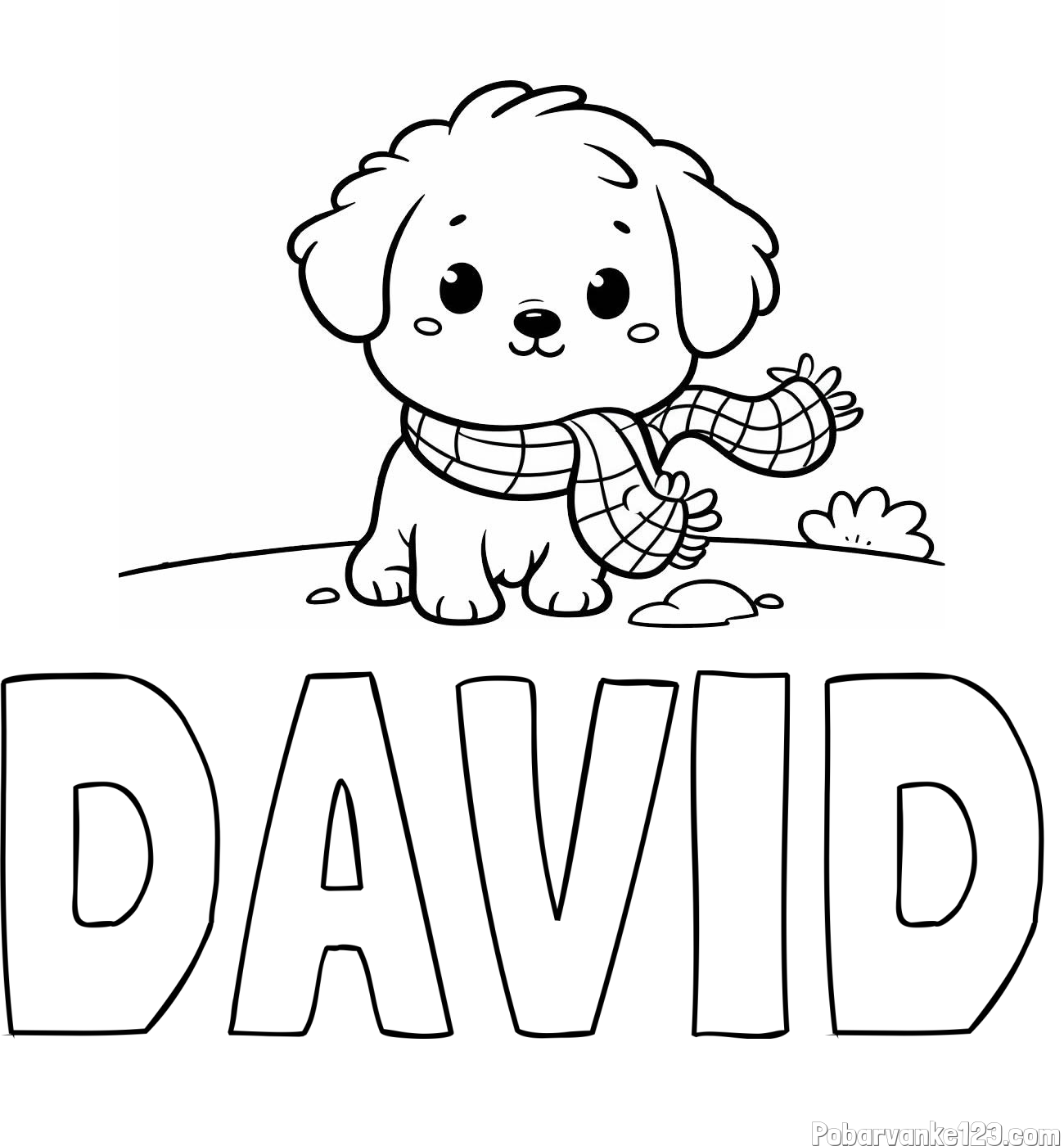 Pobarvanka imena DAVID in pobarvanka prikupnega psička