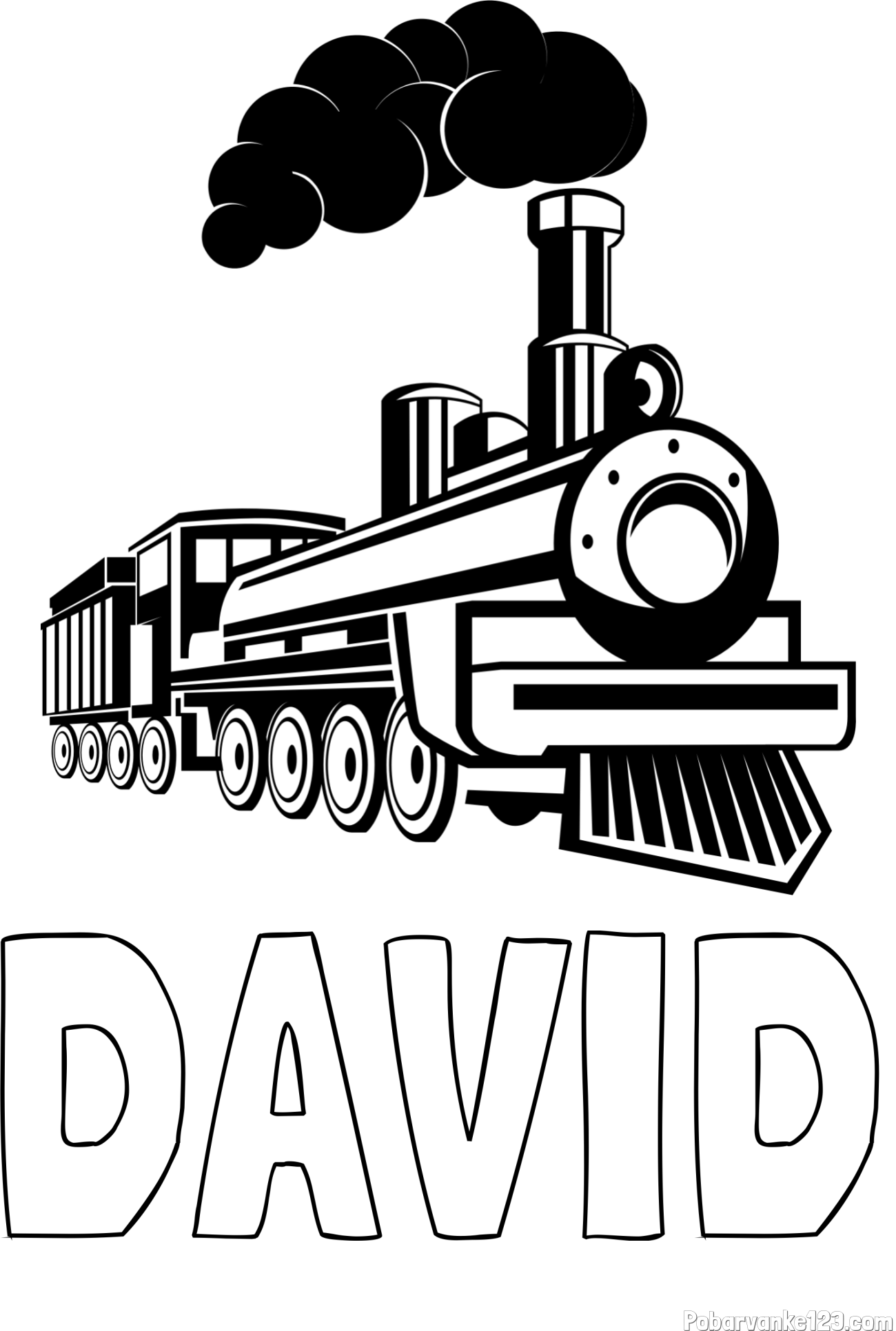 Pobarvanka imena DAVID in pobarvanka velike lokomotive