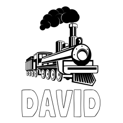 Online izdelana pobarvanka - Pobarvanka imena DAVID in pobarvanka velike lokomotive