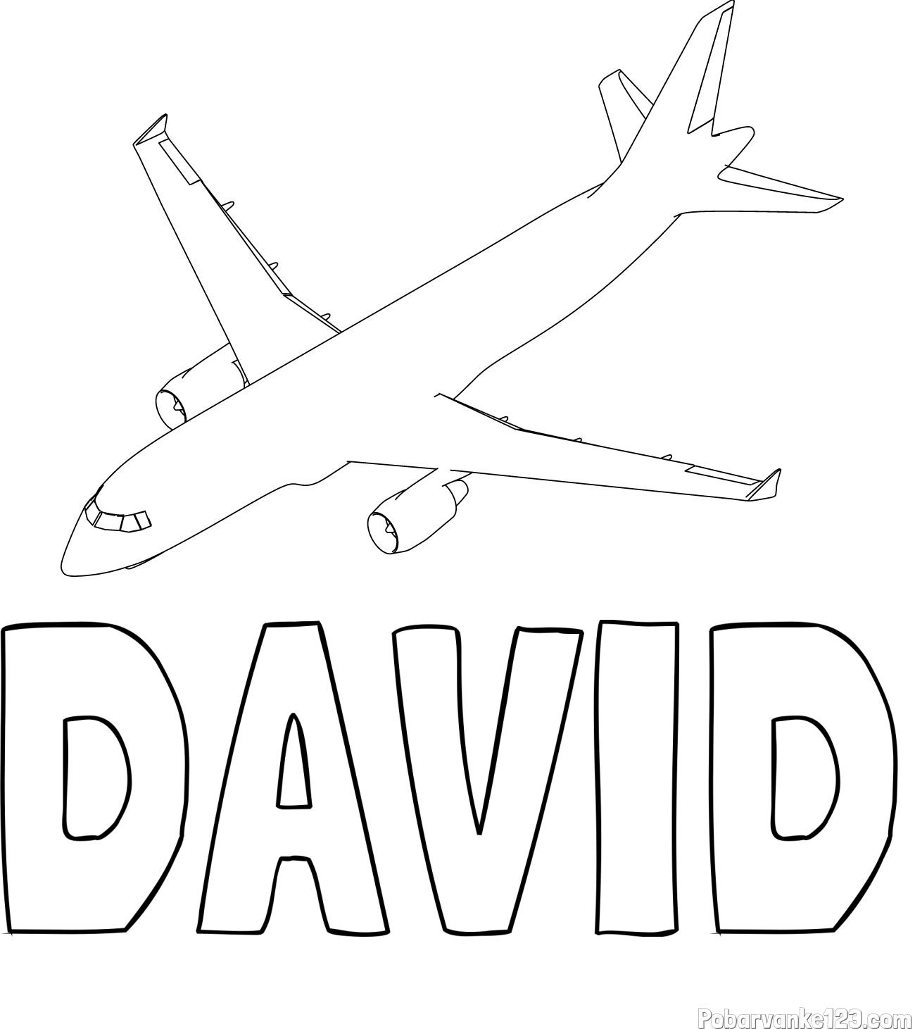 Pobarvanka imena DAVID in pobarvanka velikega aviona