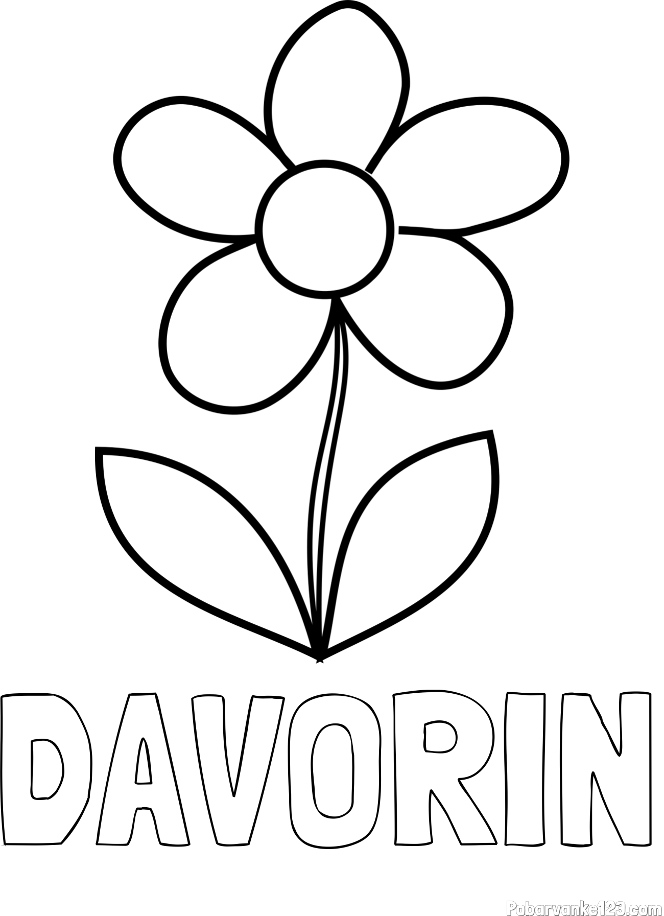 Pobarvanka imena DAVORIN in otroška pobarvanka rože