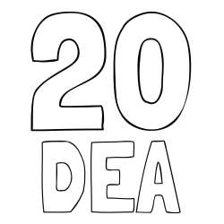 Online izdelana pobarvanka - Pobarvanka imena DEA in pobarvanka številke dvajset (20)