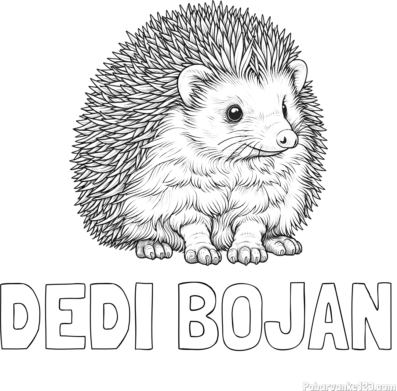 Pobarvanka imena DEDI BOJAN in pobarvanka nasmejanega ježa