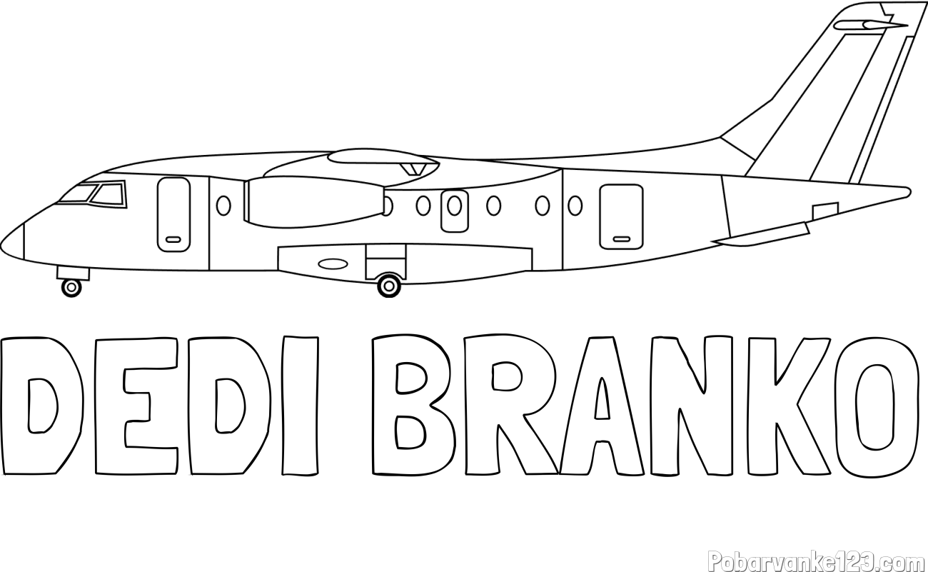 Pobarvanka imena DEDI BRANKO in pobarvanka potniškega aviona