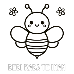 Online izdelana pobarvanka - Pobarvanka imena DEDI RADA TE IMAM in otroška pobarvanka čebele