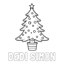 Online izdelana pobarvanka - Pobarvanka imena DEDI SIMON in pobarvanka lepe božične smrečice