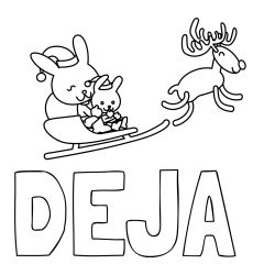 Online izdelana pobarvanka - Pobarvanka imena DEJA  in božične sani