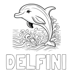 Online izdelana pobarvanka - Pobarvanka imena DELFINI in pobarvanka ljubkega delfina