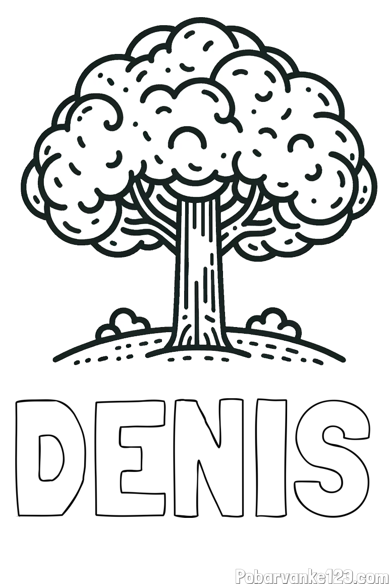 Pobarvanka imena DENIS in pobarvanka drevesa