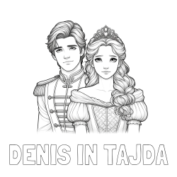 Online izdelana pobarvanka - Pobarvanka imena DENIS IN TAJDA in pobarvanka princa in princeske