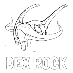 Online izdelana pobarvanka - Pobarvanka imena DEX ROCK in pobarvanka dinozavra Alamosaurus