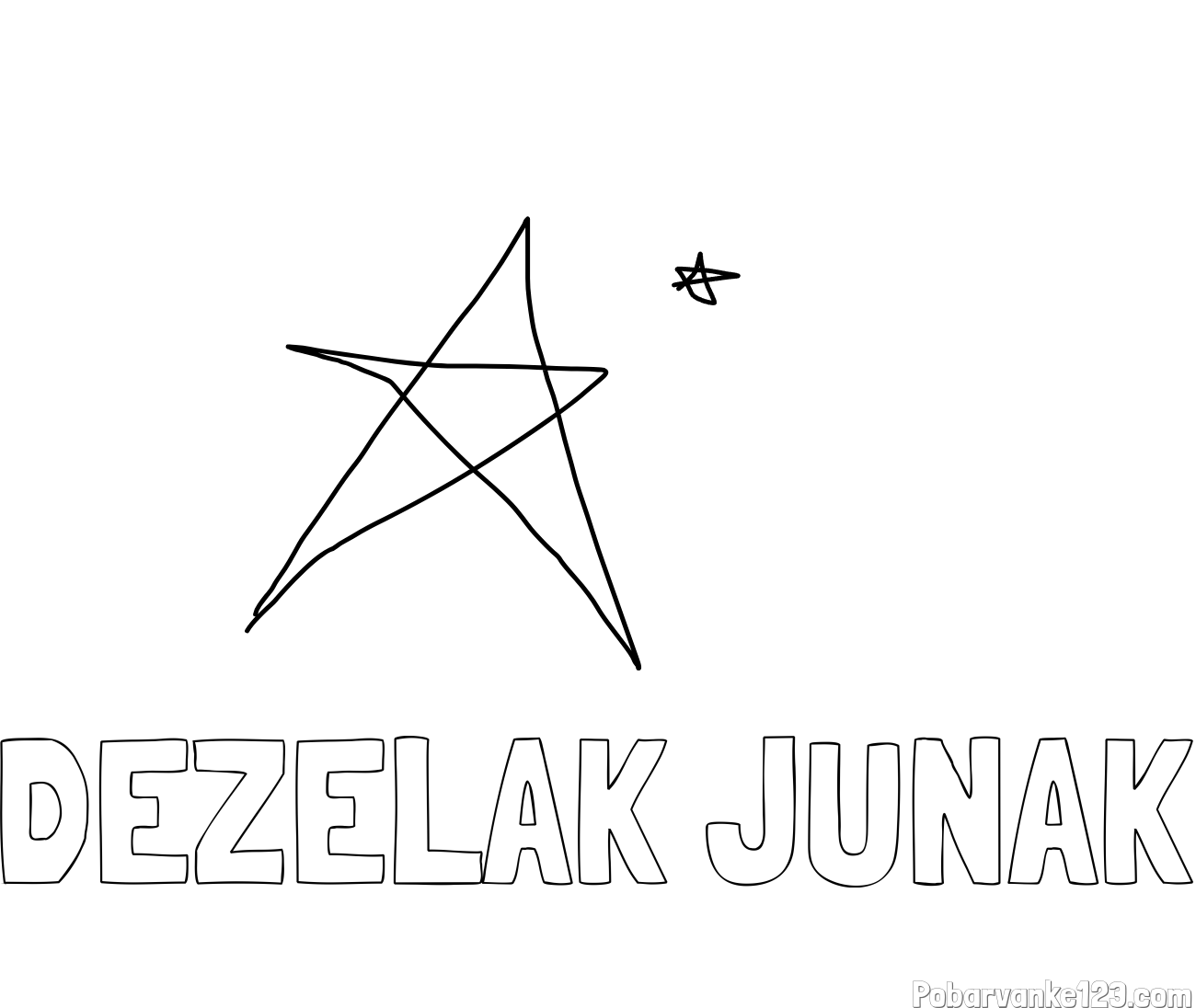 Pobarvanka imena DEŽELAK JUNAK in zvezdi