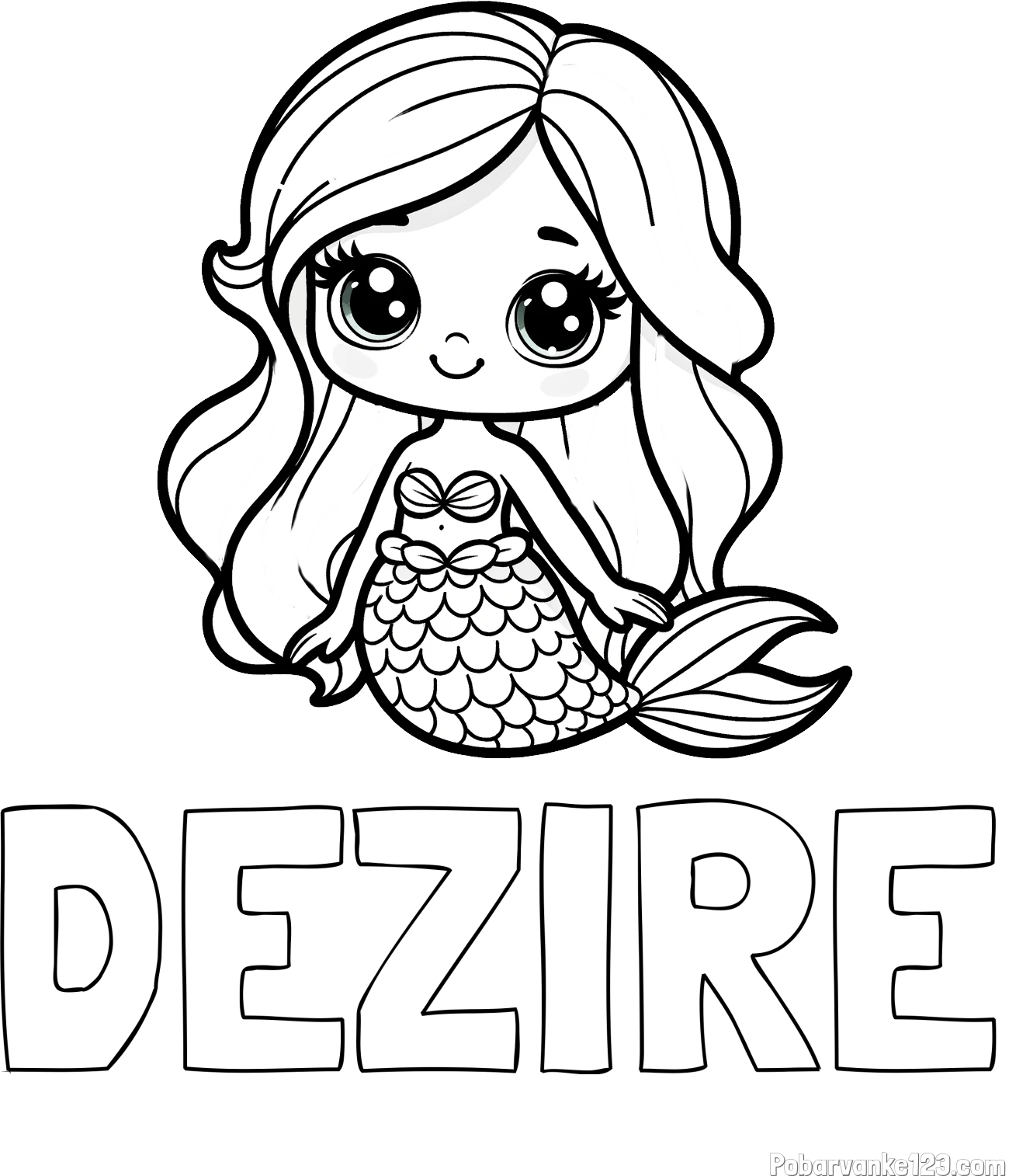 Pobarvanka imena DEZIRE in pobarvanka prikupne morske deklice