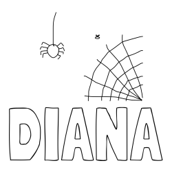 Online izdelana pobarvanka - Pobarvanka imena DIANA in HALLOWEN