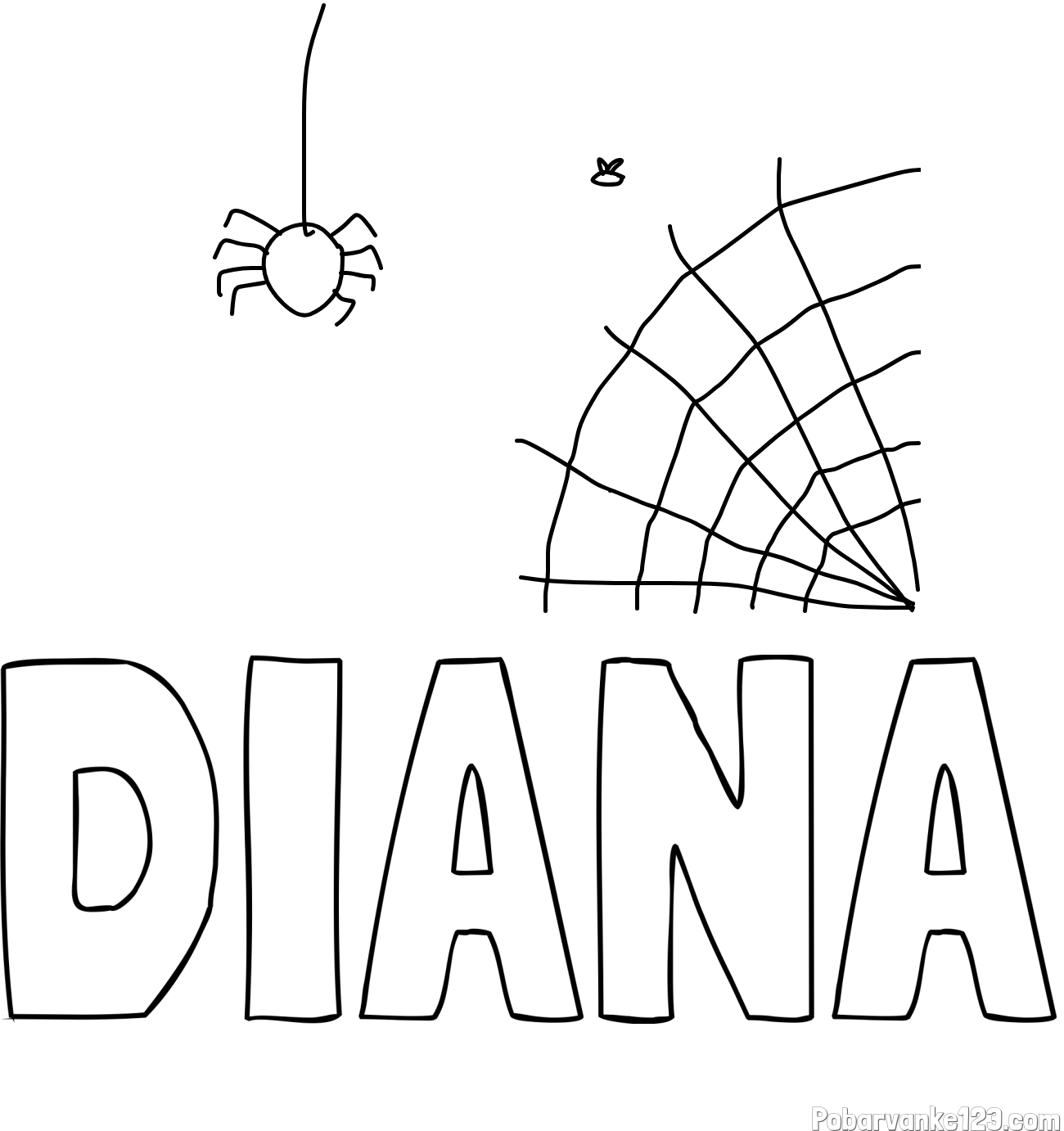 Pobarvanka imena DIANA in HALLOWEN