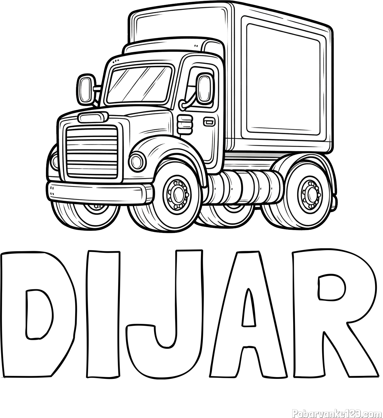 Pobarvanka imena DIJAR in pobarvanka starega tovornjaka