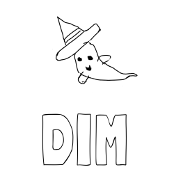 Online izdelana pobarvanka - Pobarvanka imena DIM in čarobni duh