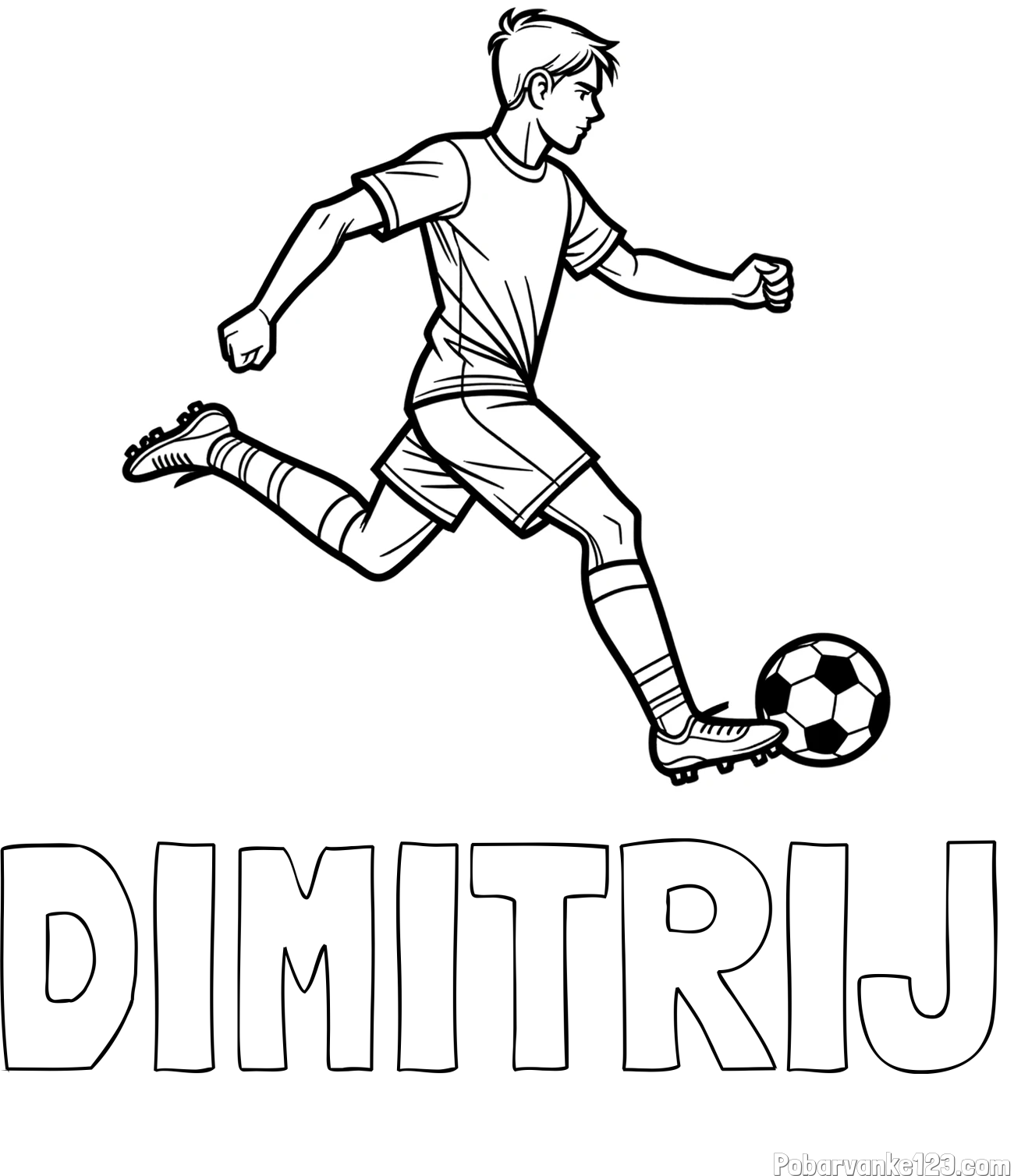 Pobarvanka imena DIMITRIJ in pobarvanka nogometaša v napadu