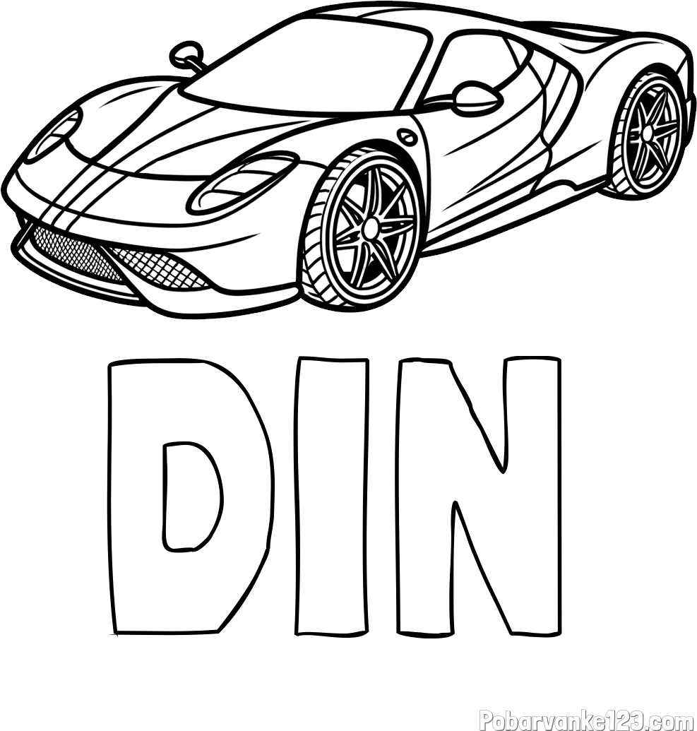Pobarvanka imena DIN in pobarvanka dirkalnega avtomobila