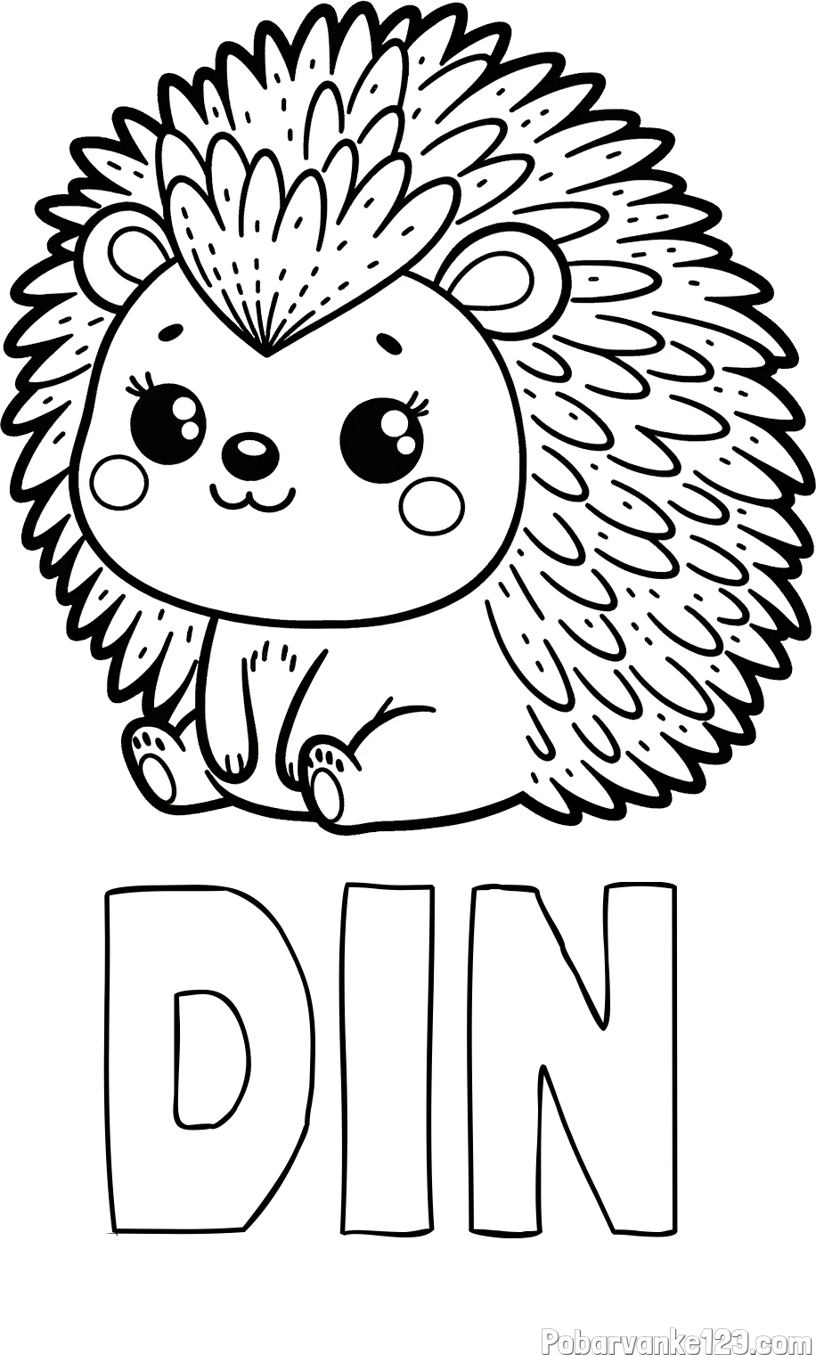 Pobarvanka imena DIN in pobarvanka nasmejanega ježka