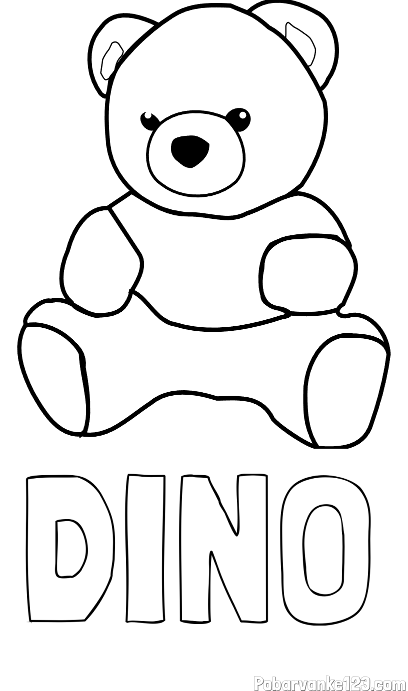 Pobarvanka imena DINO in pobarvanka medvedka