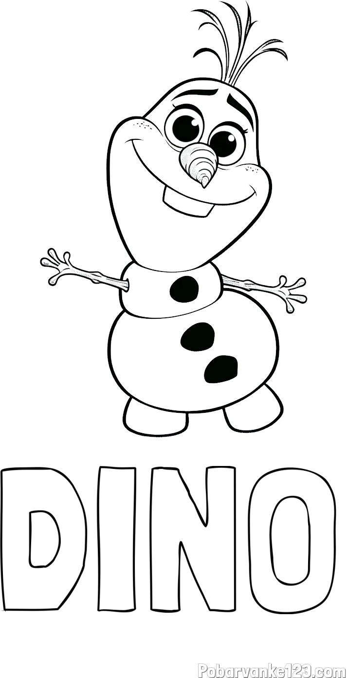 Pobarvanka imena DINO in pobarvanka prisrčnega snežaka Olaf