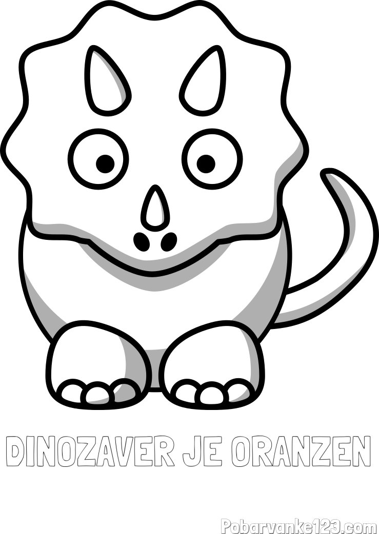 Pobarvanka imena DINOZAVER JE ORANŽEN in pobarvanka dinozavra triceratops