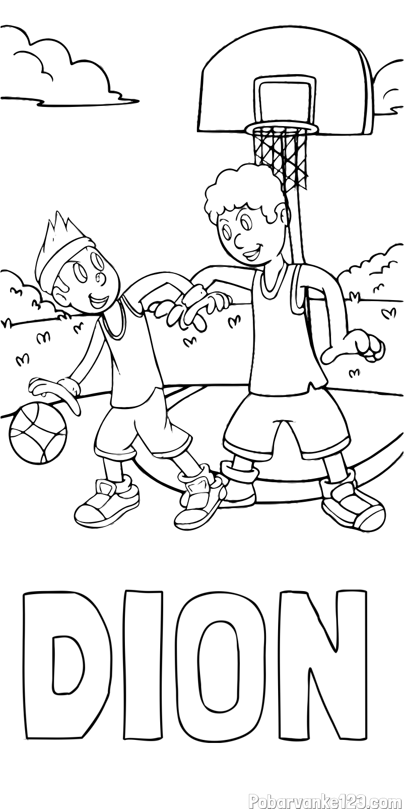 Pobarvanka imena DION in pobarvanka košarkarjev pri igri