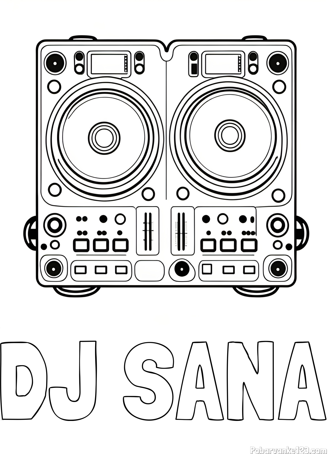 Pobarvanka imena DJ SANA in pobarvanka DJ MIXER