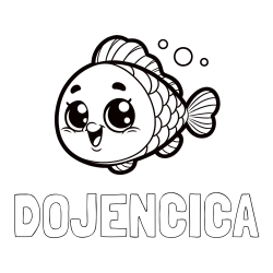 Online izdelana pobarvanka - Pobarvanka imena DOJENČICA in otroška pobarvanka nasmejane ribe