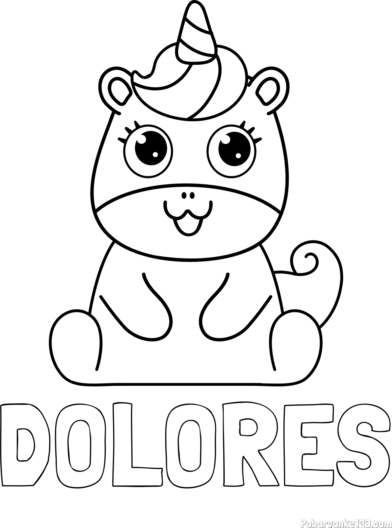 Pobarvanka imena DOLORES in pobarvanka čudovitega samoroga Unicorn