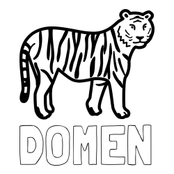 Online izdelana pobarvanka - Pobarvanka imena DOMEN in otroška pobarvanka tigra