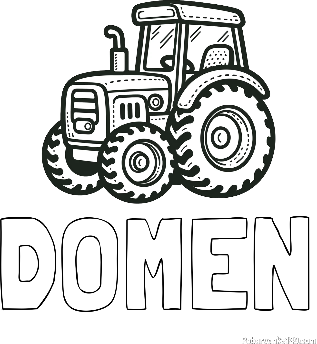 Pobarvanka imena DOMEN in pobarvanka čudovitega traktorja