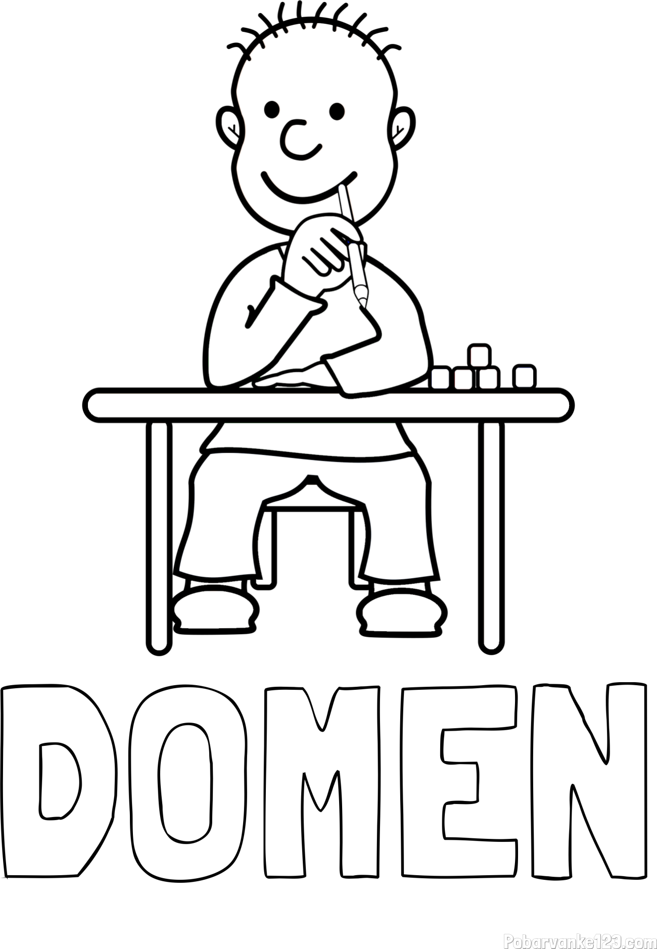 Pobarvanka imena DOMEN in pobarvanka učenca za šolsko klopjo